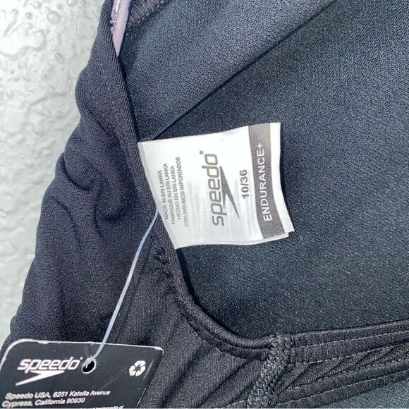 Speedo Womens Scoop Neck Solid Endurance+ One Piece Swimsuit Black 10/36 NWT - Picture 6 of 8